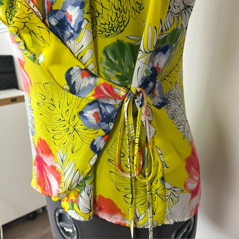 Floral Ruffle Wrap Top in Yellow - Picture 3 of 8